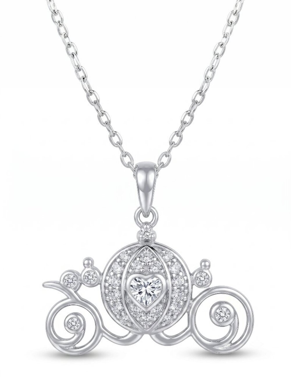 Pumpkin Carriage Necklace, 925 Sterling Silver, Charmed Aroma Cinderella